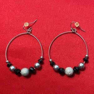 Elegant Black and Silver Hoop Earrings